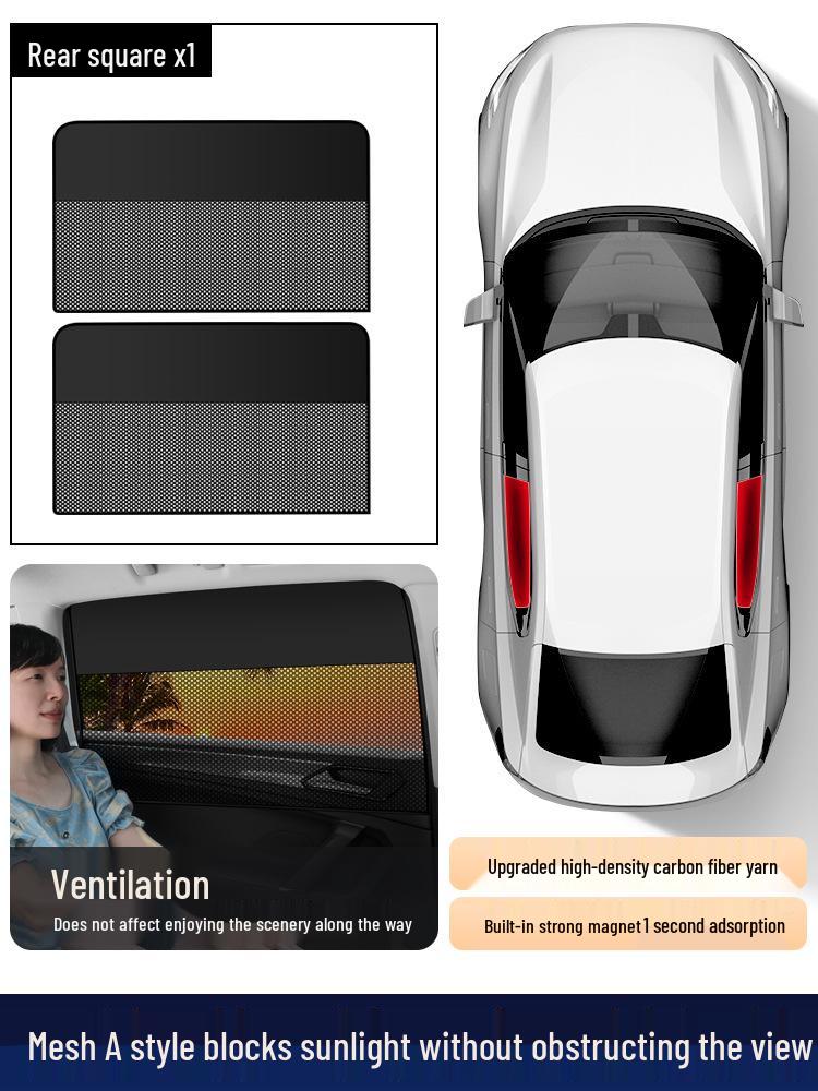 Magnetic Mesh Car Sun Shade - Summer Heat Protection, UV Shield, Clear View.