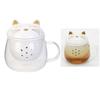 [A3511] - White 'Cats' Ceramic Glass Mug (with Infuser ) - 35 Cl