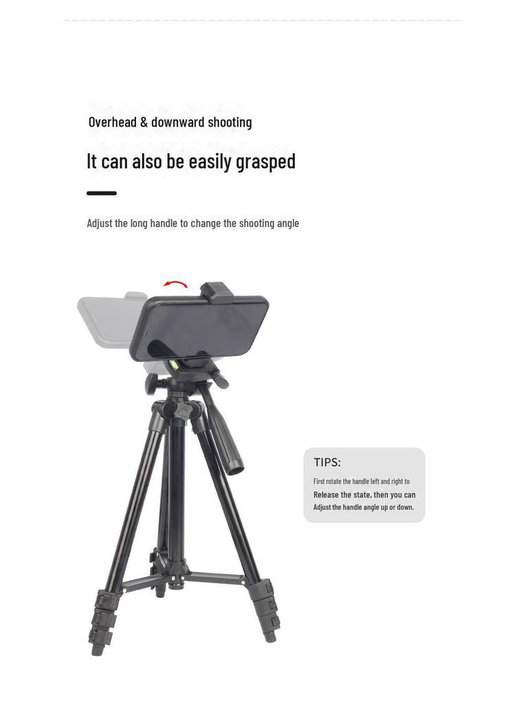 Черный штатив для прямой трансляции мобильного телефона высотой 1,1 м, телескоп с рыболовным фонарем и корпус из алюминиевого сплава.