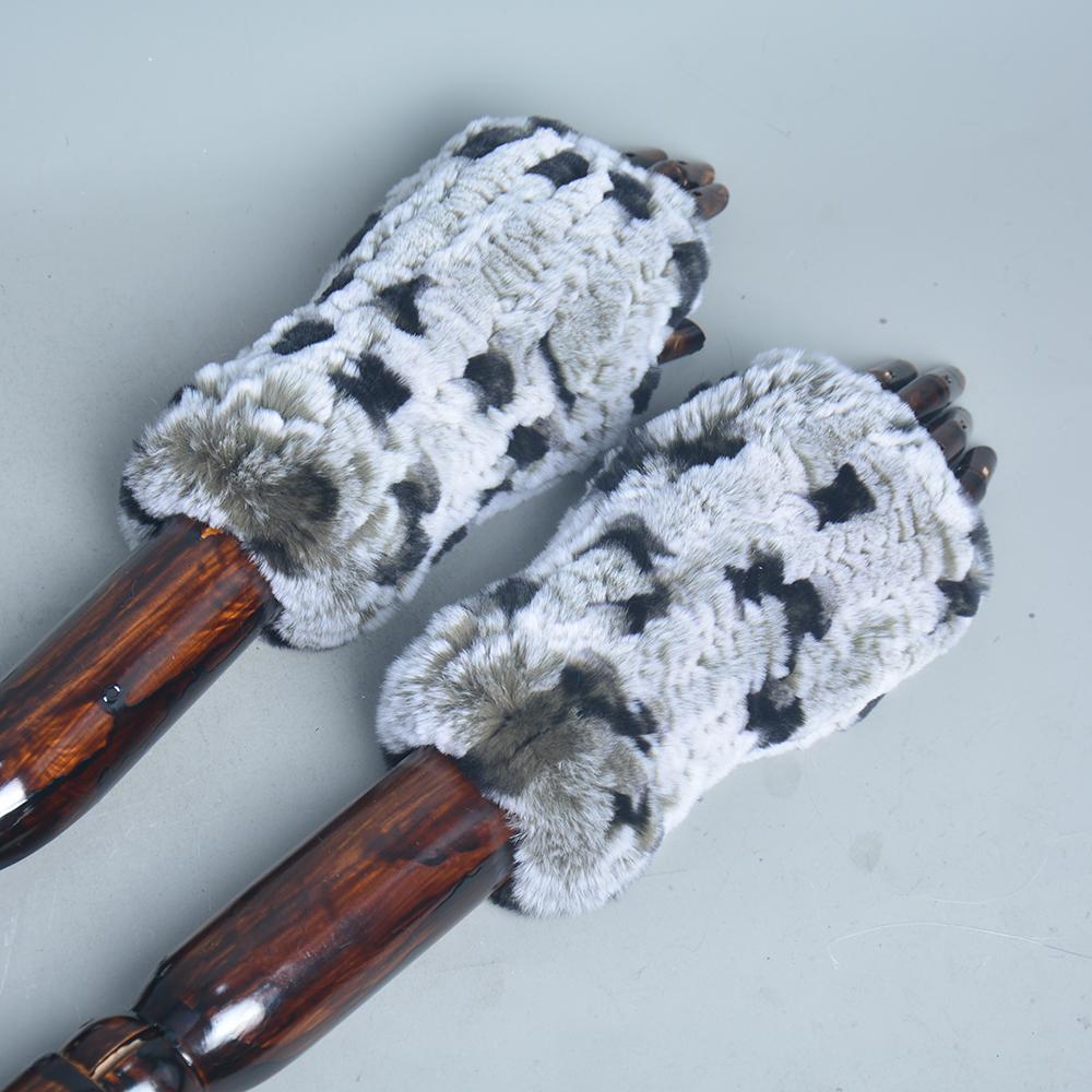 Новые женские вязаные варежки из 100% натурального меха кролика рекс, зимние теплые женские перчатки без пальцев из натурального меха, вязаные меховые варежки ручной работы