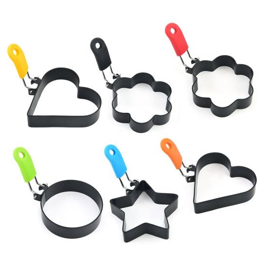 Форма для яиц в форме сердца из нержавеющей стали, антипригарное покрытие, цветок, звезда, блин, омлет