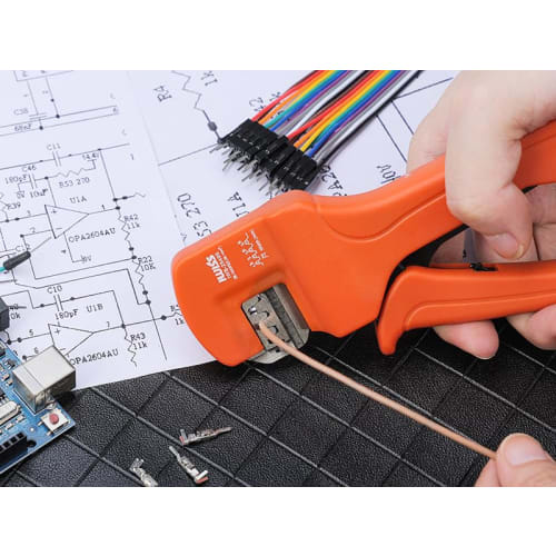 IWISS IWS-2549S Vertical Crimping Machine for JST Connectors, Compact Ratchet Type, Open Barrel, 0.08-1.0mm?, Compatible with Ultra-Small Terminals