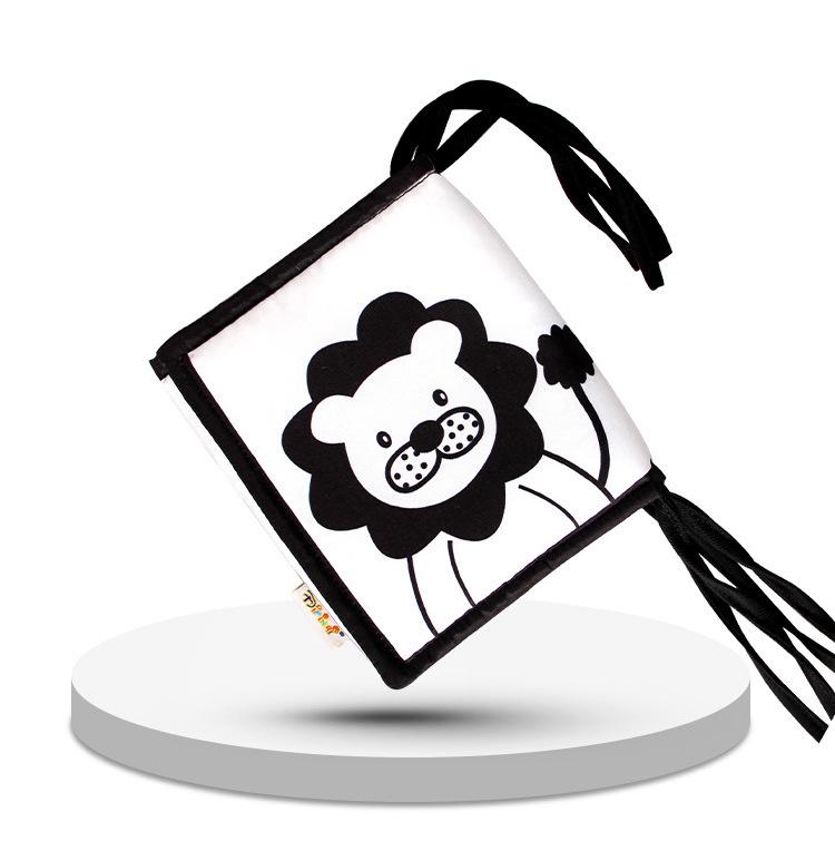 Черно-белая книжка-бампер для детской кроватки: Дизайн с мультяшным животным, Игрушка для прорезывания зубов, Защита от пинания, Подвесной аксессуар для младенца