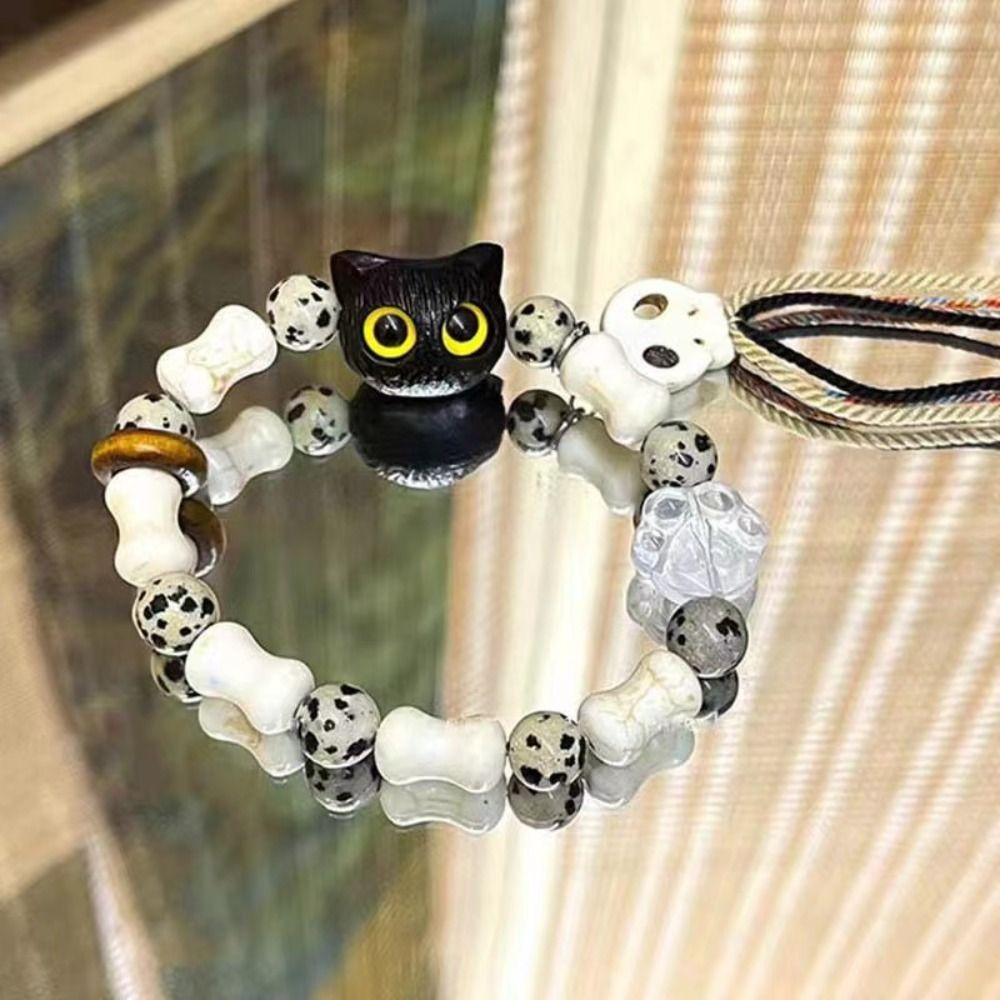 Skull Cat Black Cat Bracelet Colorful String Cartoon Hand Ring Cute Handmade Bead Bracelet  Gift