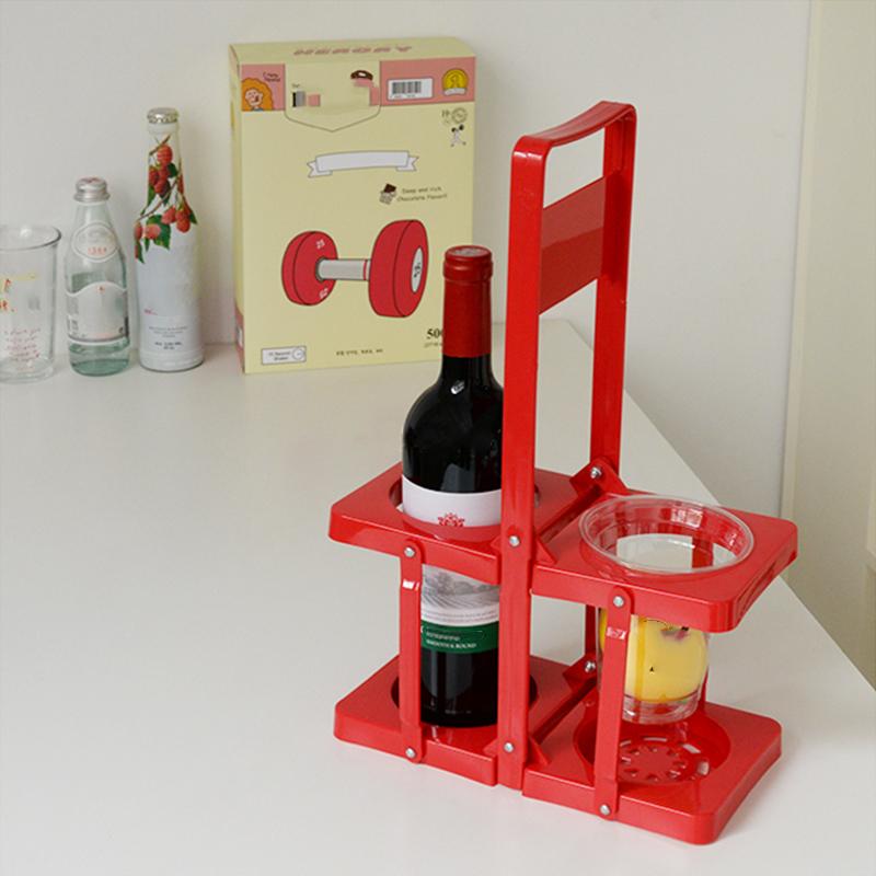 1шт складная винная стойка для напитков пластиковая настольная складная корзина для рук портативный держатель для пива пластиковая рамка на две бутылки