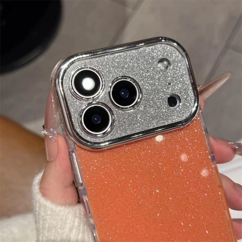 Чехол со блестками и большим окном для iPhone 17 Pro с пленкой для объектива Apple 16 Pro для моделей 14 и 15 Pro.