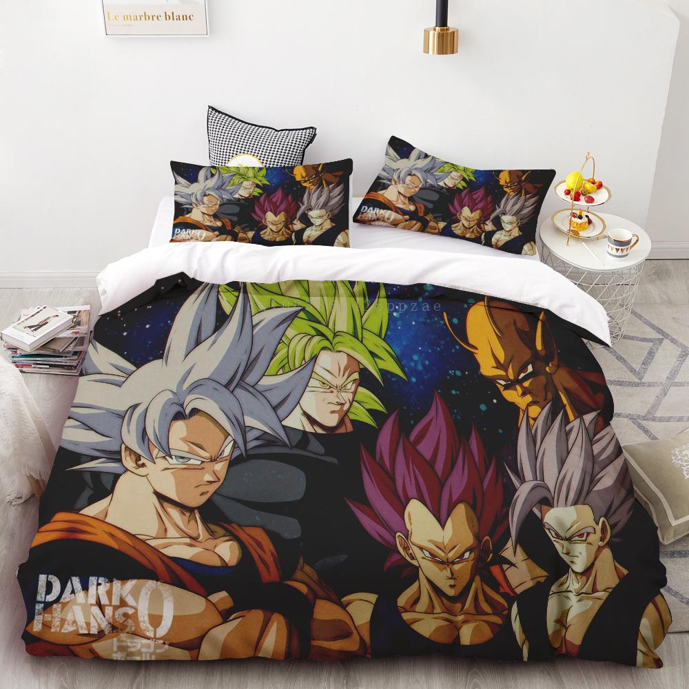 Duvet Cover New Dragon Ball Quilt Cover Set Super Saiyan Bedding Set Anime Cartoon Bed Bedroom Home Children Kids Boys Gifts
