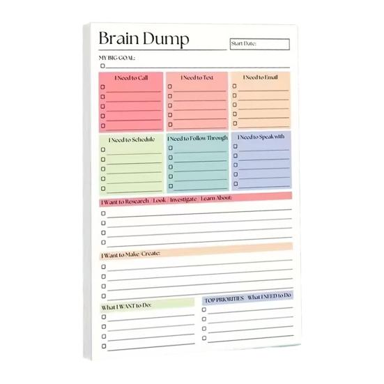 A5 Daily Planner Notebook To-Do List Notebook, 50 Page And Brain Dump Journal, Sturdy Writing Pad for Use Binding Wear-Resistant Cover Study