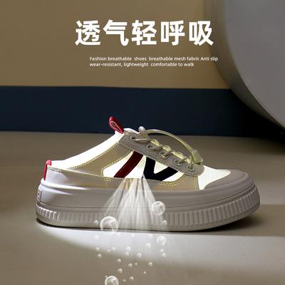 Лето 2025 новые сандалии на одной педали женские для улицы модные сандалии на платформе ретро повседневные пляжные туфли WS610