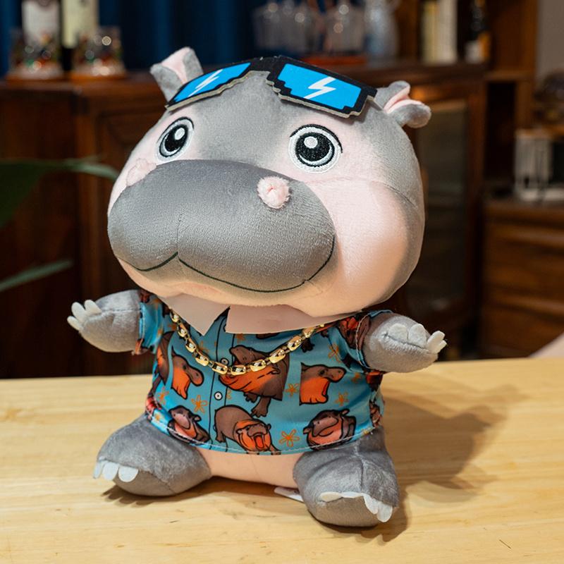 Модная плюшевая игрушка в виде бегемота, мультяшные плюшевые животные, бегемоты, плюшевые игрушки с подвеской в виде рубашки и сумки, мультяшный брелок, подарки