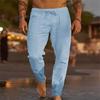 Men Elastic Waist Cotton Linen Long Pants Loose Casual Trousers