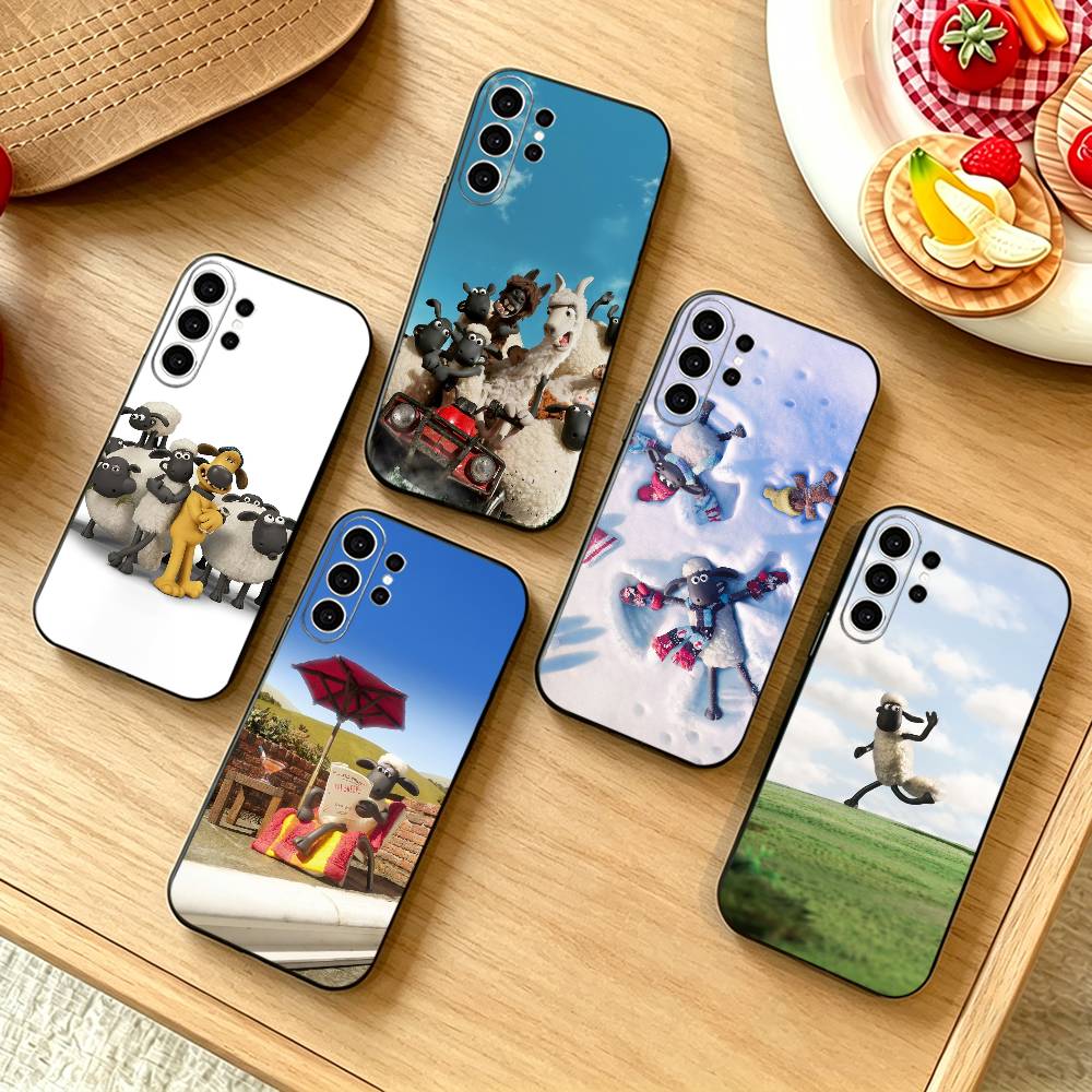 Чехол для телефона S-Shaun The Sheep для Samsung S25, S24, S21, S22, S23, S30, Ultra, S20, Plus, Fe, Note, 10, 9, 5G Черный