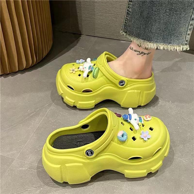 Женские клоги на толстой подошве, увеличивающие рост: Стильные Нескользящие, Дышащие, с Закрытым Носком для Ношения на Улице, в Офисе, Операционной или Летом.