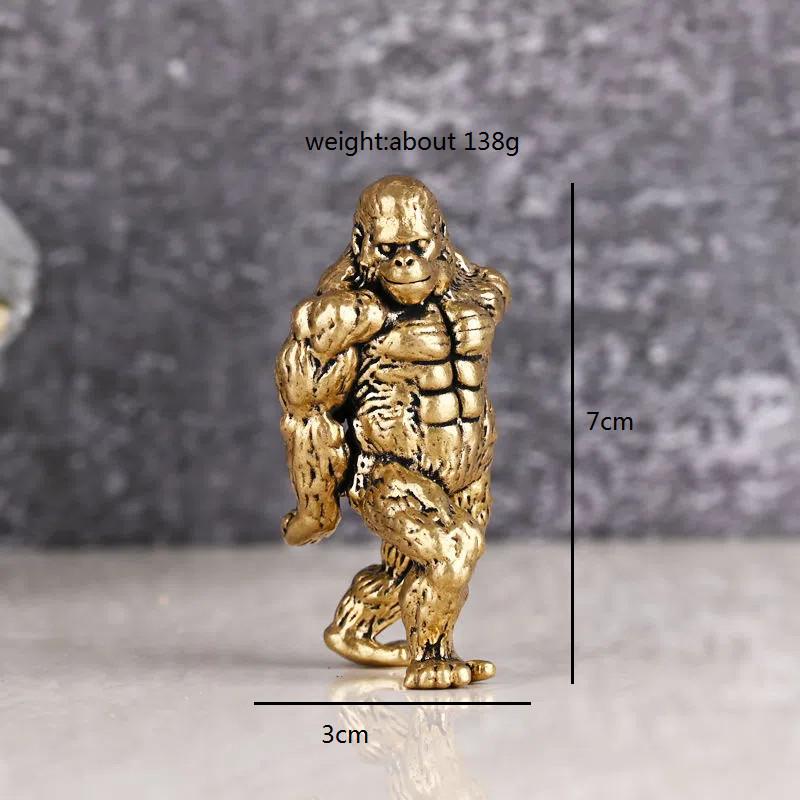 Тяжелая латунная фитнес-горилла, маленькая скульптура, украшение для крыльца для гостиной, фигурки животных орангутанов, настольные украшения, поделки