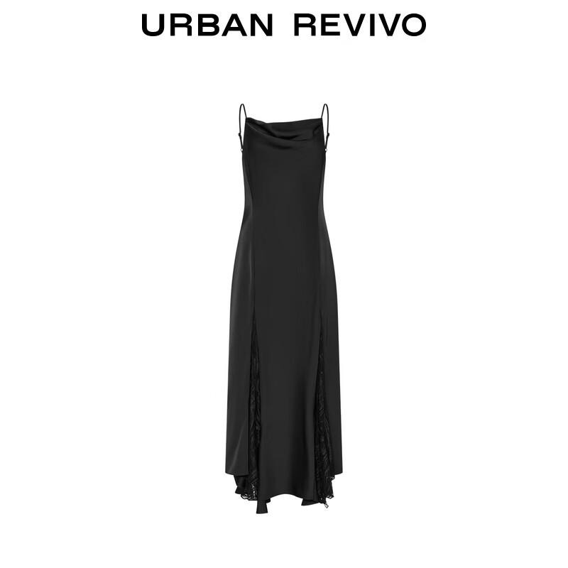 UR 2025 Spring Modern City Patchwork Cowl Neck Sling Dress