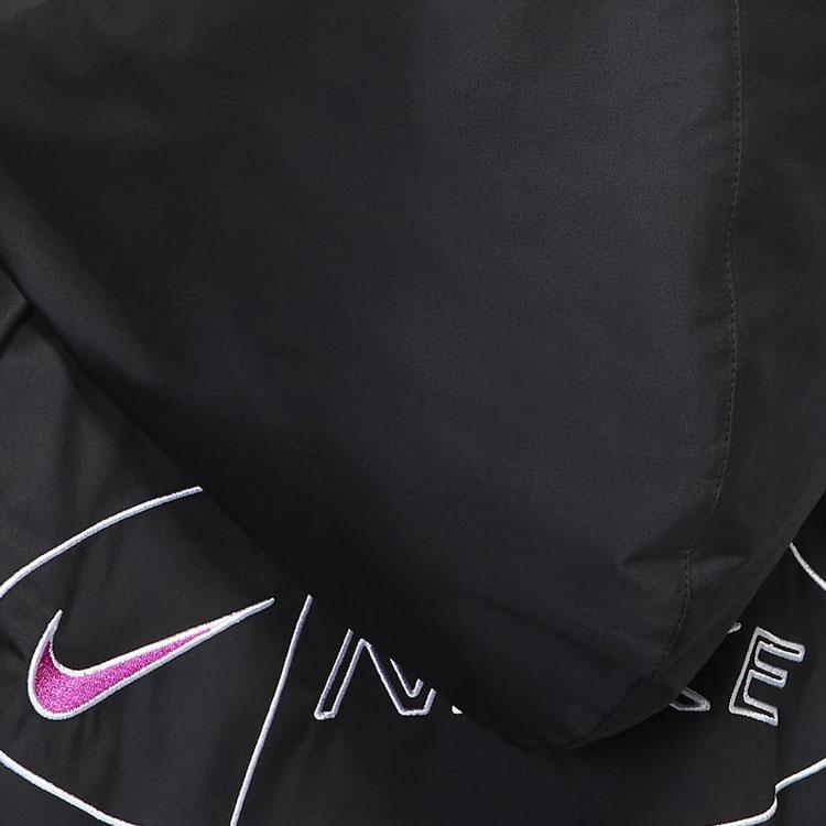 Nike Куртка женская свободного покроя с логотипом на спине и полумолнией, черная, DM6296-010