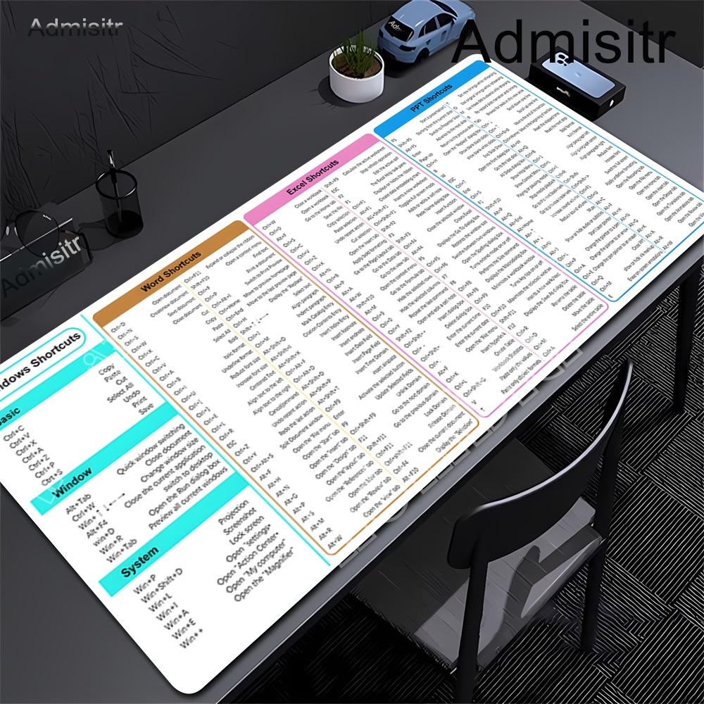 White Mousepad Shortcut Computer Mouse Pad XXL Playmat Non-Slip Natural Rubber Carpet Mouse Mats Office Accessories Mousepad