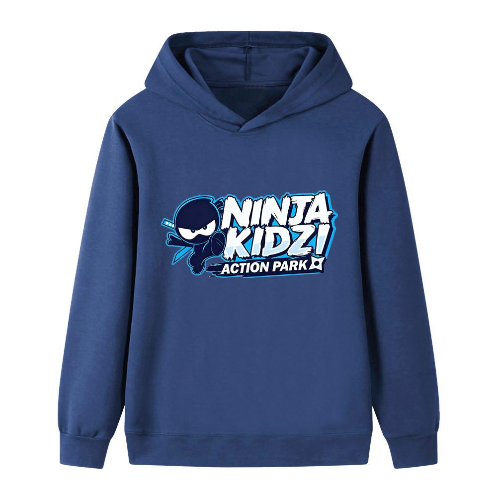 B1174 Детская толстовка с капюшоном для мальчиков и девочек с принтом NINJA KIDZ, повседневная, с длинным рукавом