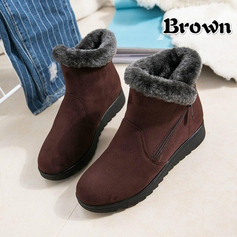 Women Fashion Winter Waterproof Ankle Rain Keep Warm Fur Footwear Boots