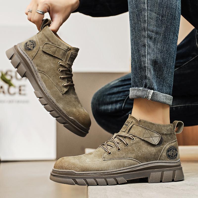 Fashion Men's Autumn Winter Walking Boots British Style Ankle Boots Outdoor Motorcycle Men's High-top Fashion Casual Shoes Mens Sneakers