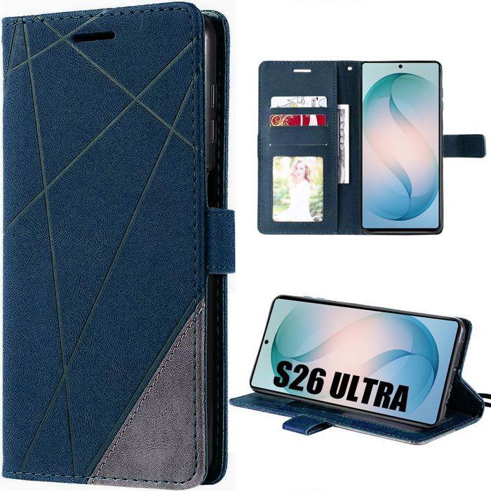 Coque Rabat - BOOLING - pour Samsung Galaxy S26 Ultra - Protection Cuir PU - Bleu Foncé