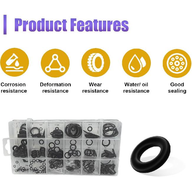 300 PCS O Ring Assortment Kit Set, 18 Sizes High Pressure High Temperature Resistant Nitrile Rubber Ring Repair Kit, Professional Gasket A/C System