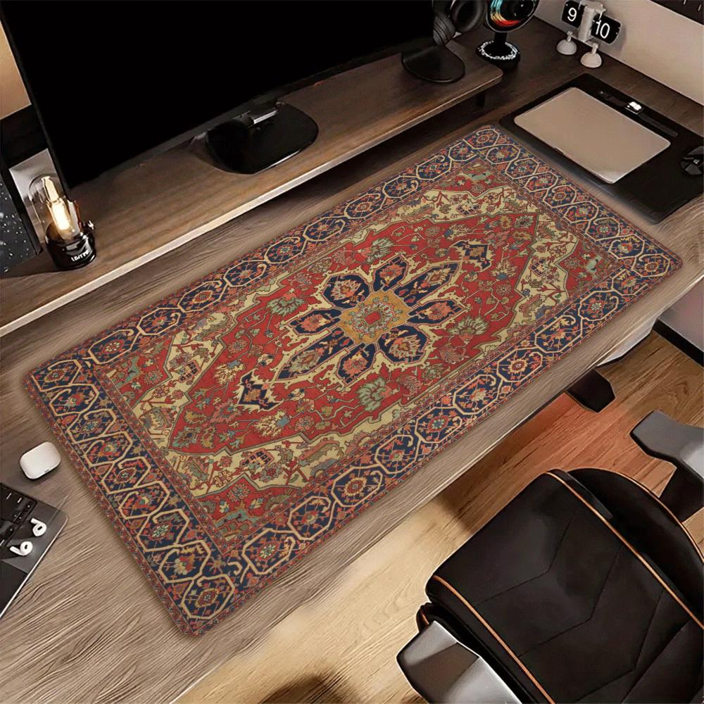 Oriental Mandala Persian Rug XXL Gaming Mouse Pad Non-Slip Rubber Deskmat Overlocked Edge PC Keyboard Desktop Game Table Mats