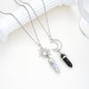 2 Pcs Sun Moon Natural Stone Bullet Pendant Necklack For Men Women Lover Hexagon Pillar Quartz Crystal Stone Column Necklaces