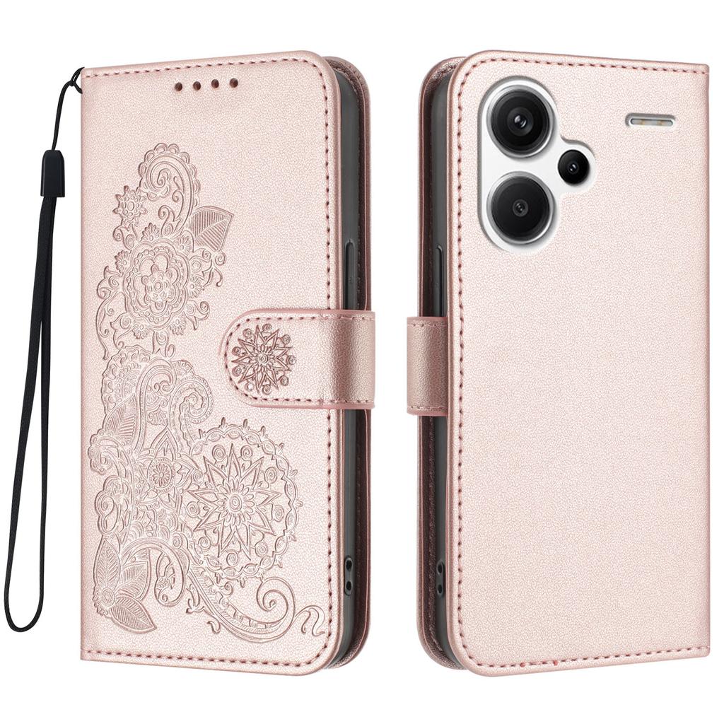 Для Xiaomi Redmi Note 13 Pro+ 5G Чехлы для телефона Кожаный кошелек с цветком мандалы Мобильная крышка со шнурком