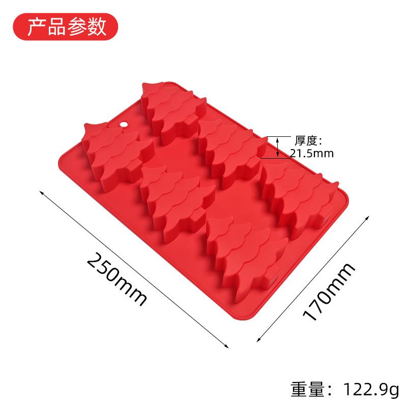Chocolate mold, food grade easy demoulding 6 holes Christmas tree DIY baking mold silicone baking pan
