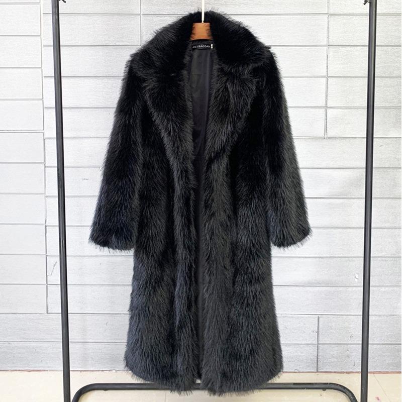 Autumn and Winter Women's Long Toka Imitation Fur Suit Collar Coat Coat, Artificial Fur Imitation Fur Coat