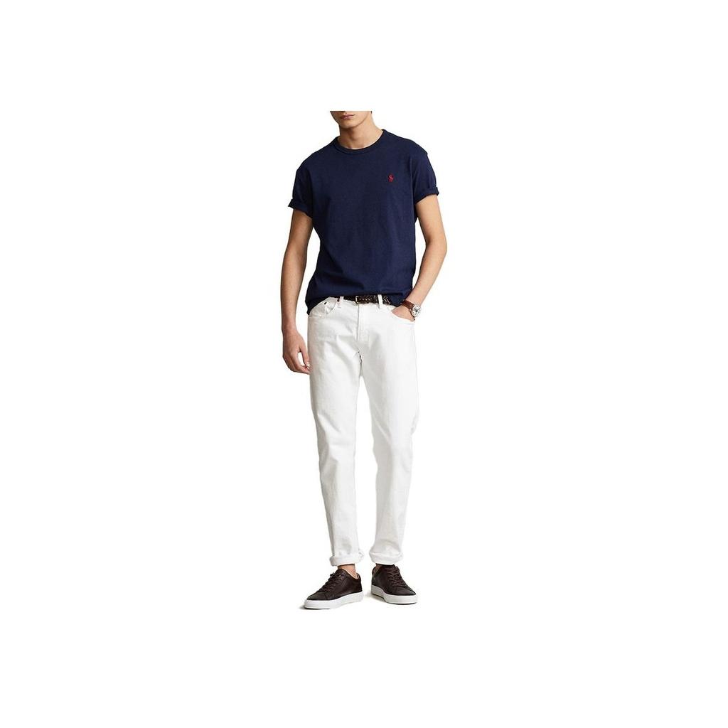 Polo Ralph Lauren Однотонная футболка с вышивкой логотипа Свободного кроя с коротким рукавом Мужские топы Синий MNPOTSH1N820396-400