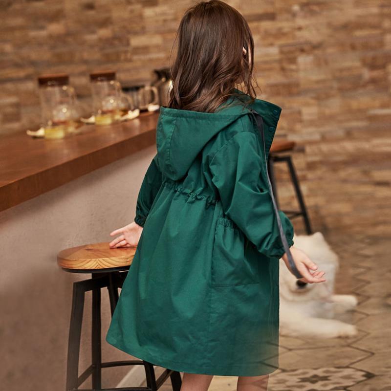 Teenage Girls Trench Coat Add Cotton Hooded Fashion Winter Outdoors Double Breasted Long Windbreaker Thick Coat Outerwear Jacket