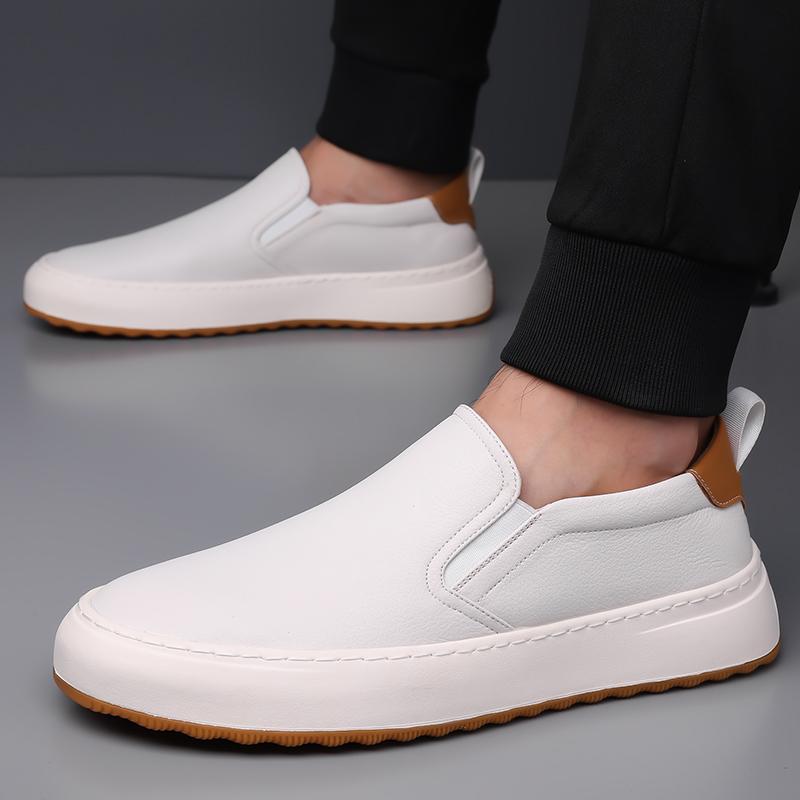 White leather shoes Trendy men's brand styles Casual Fashion Party Comfortable walking High quality  Board shoes