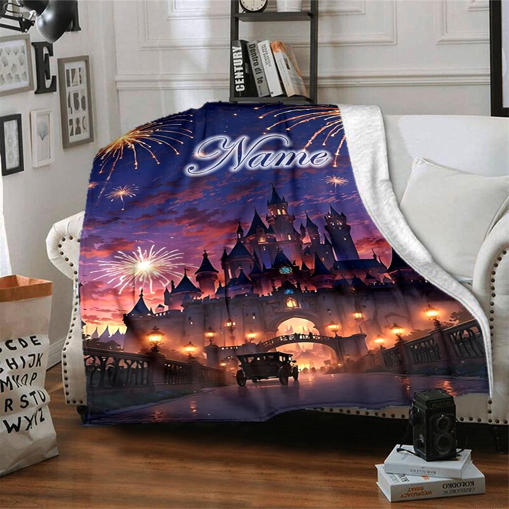 Custom Name "Castle Lights Night Sky" blanket for Couch & Bed, Plush Cozy Fuzzy Blanket Super Soft & Warm Blankets for Fall and Winter. 0908421