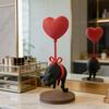 Милая кошка с красным шариком-сердцем Статуэтка 3D-печать Романтическое сердце любви Котёнок Статуя для Декора Настольной Полки Подарки для Любителей Кошек