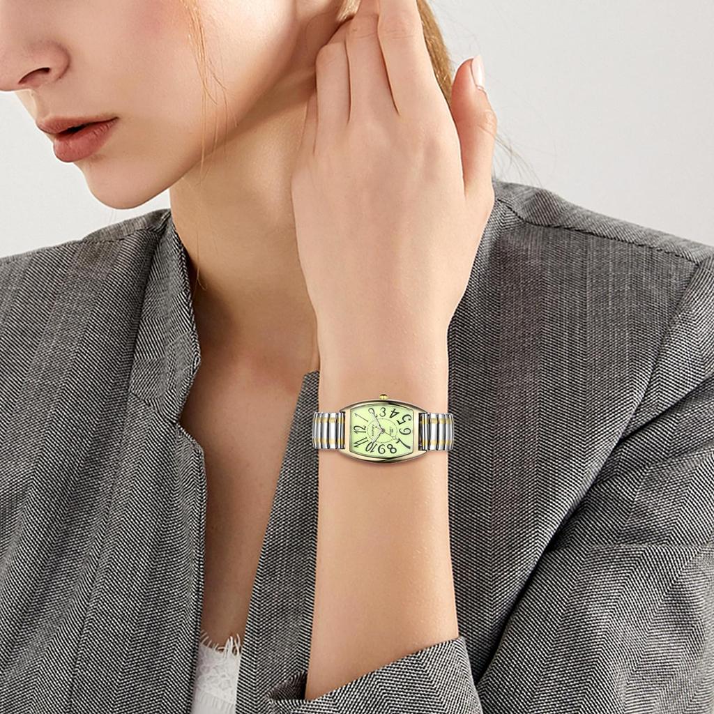 Square Analog Watch with Elastic and Cute Stainless Steel Watch with One Size Fits Waterproof Quartz Gold or Fashion Accessory Perfect for or Gifts