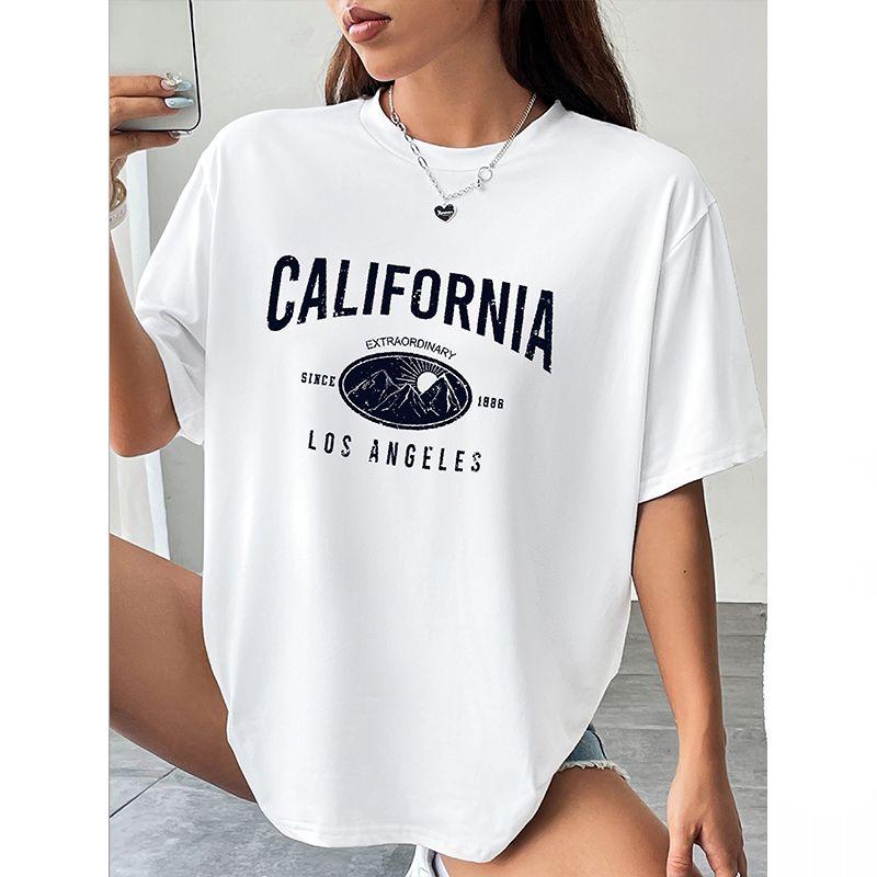 Letter Print T Shirt Harajuku Style Summer Summer Women's Graphic T-Shirt Short Sleeve Fashion Casual Sport Basic White Clothes