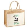 Sac de plage - PLANETEE - jute avec poche Killian Pas Touche Panda - Coton imprimé France - Multicolore - 43x33 cm