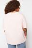 Женский стиль, большие размеры, светло-розовая трикотажная футболка из 100% хлопка с принтом на спине, свободного покроя, с круглым вырезом