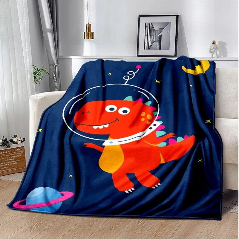 Cartoon Dinosaur Space Cute Dino Children Soft Plush Blanket,Flannel Blanket Throw Blanket for Living Room Bedroom Bed Sofa Kids