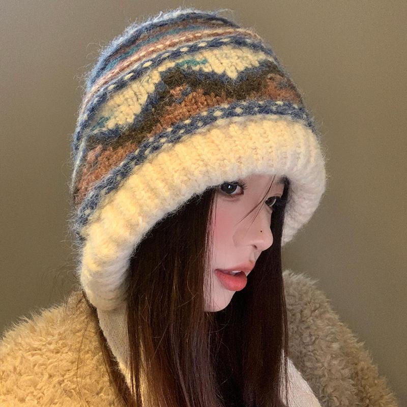 Шапка из шерстяной смеси с ветром, женская, осень-зима 2024, термозащитная шапка для ушей, универсальная шапка прилив