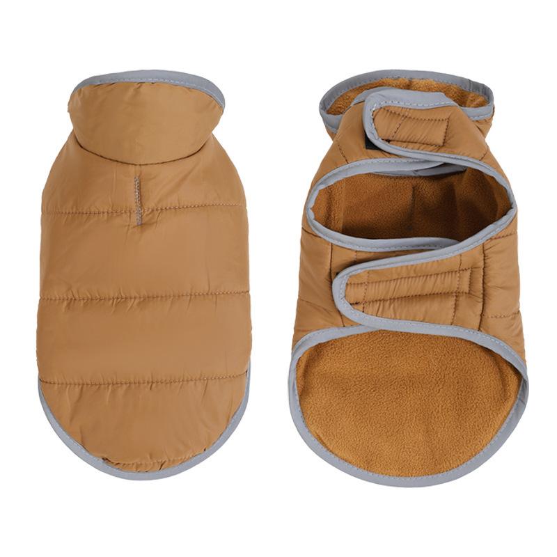 Warm Soft Dog Coat Jacket High Collar Vest for Small Dogs Teddy Puppy Winter Clothes with Magic Tape Design