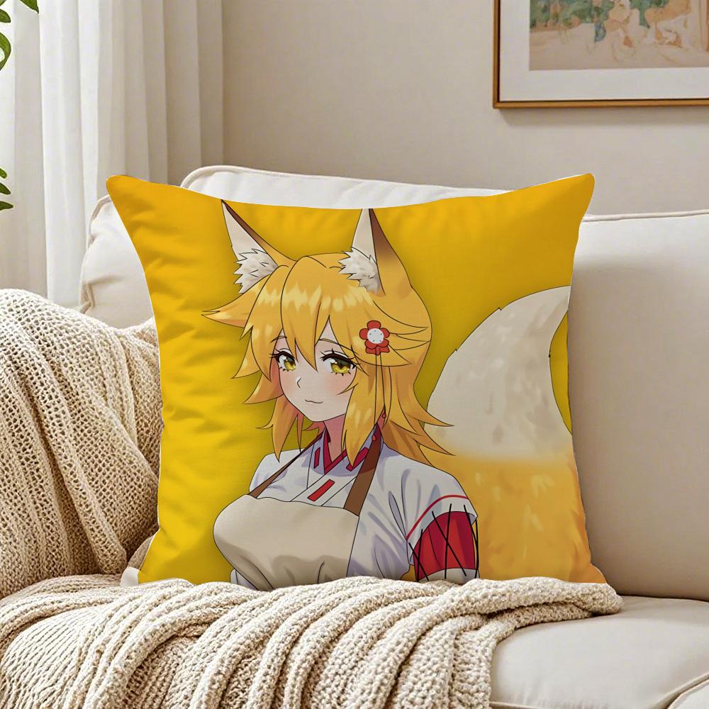 Милая японская аниме-подушка The Helpful Fox Senko San Наволочка Пылезащитная Декор для гостиной дивана Подушка Комната