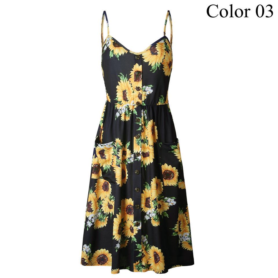 Sexy V Neck Backless Floral Summer Beach Dress Women Striped Button Pineapple Party Midi Dresses
