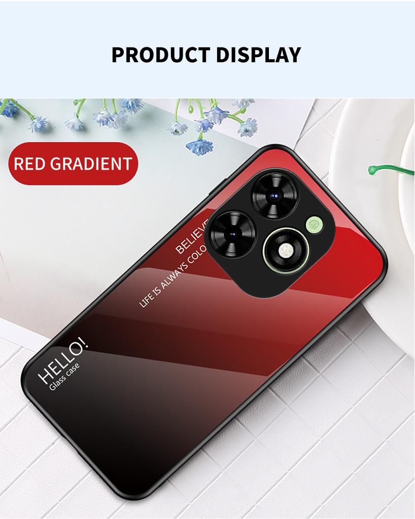 For Infinix Hot 40i Hot40i Case Gradient Aurora Tempered Glass Soft Frame Back Cover Phone Case