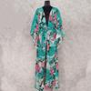 2022 зеленое хлопковое бикини с принтом в стиле бохо, туника с длинными рукавами, длинное платье, повседневное женское пляжное платье больших размеров, фартук Q734