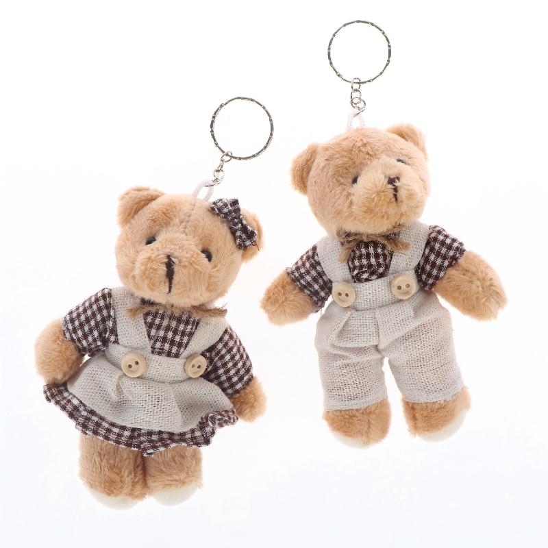 Милая мультяшная одежда Медведь Кролик Плюшевая игрушка Набитая кукла Брелок Подвеска Украшение для рюкзака Подарки для пары