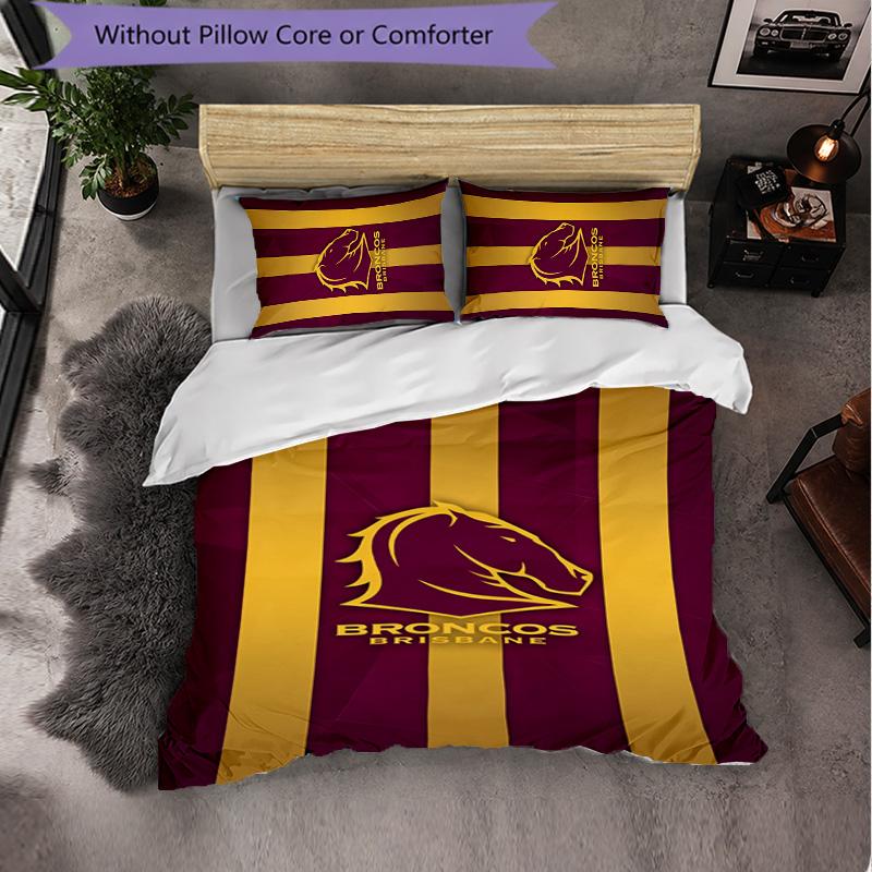 Brisbane Broncos Pattern Microfiber 3Pcs Bedding Set Decor Duvet Cover Set For Bedroom Home Use
