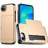 For iPhone 16e Case TPU+PC Dual Layer Armor Phone Cover with Sliding Card Slot